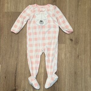 Carter's Pink and White Checkered Footie with Bear